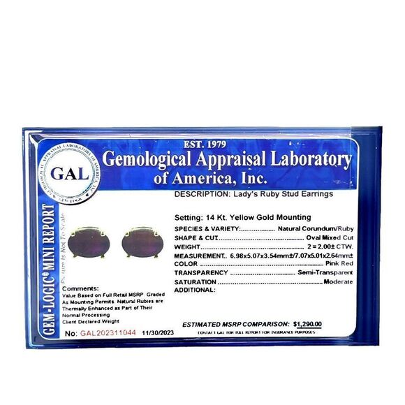 Natural Ruby Stud Earrings 14k Yellow Gold 2 TCW Certified $1,290 311044 - Picture 14 of 14